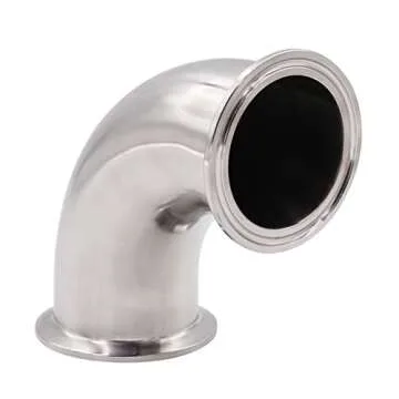 DERNORD 2" Tube OD Sanitary Ferrule Elbow 90 Degree Pipe Fitting with 2 Silicone Gaskets SUS304 Tri Clamp 2 Inch