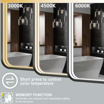 Twalsu 24x32 Inch LED Bathroom Mirror with Lights, Black Metal Framed LED Mirror for Bathroom, 3 Colors and Stepless Dimmable Wall Mounted Lighted Bathroom Vanity Mirror, Anti-Fog, Memory