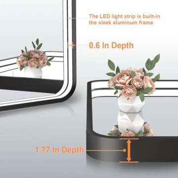 Twalsu 24x32 Inch LED Bathroom Mirror with Lights, Black Metal Framed LED Mirror for Bathroom, 3 Colors and Stepless Dimmable Wall Mounted Lighted Bathroom Vanity Mirror, Anti-Fog, Memory