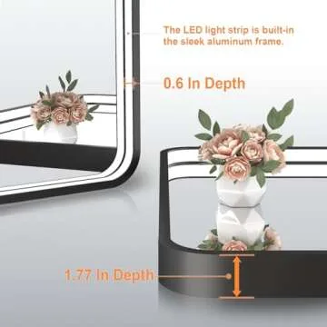 Twalsu 24x32 Inch LED Bathroom Mirror with Lights, Black Metal Framed LED Mirror for Bathroom, 3 Colors and Stepless Dimmable Wall Mounted Lighted Bathroom Vanity Mirror, Anti-Fog, Memory