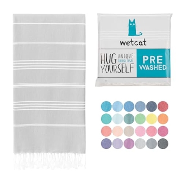 WETCAT Turkish Beach Towel Oversized 38x71 100% Cotton Sand Free Quick Dry Extra Large Light Travel ...