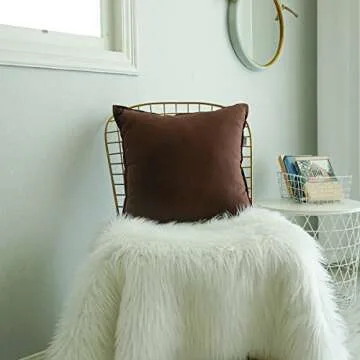 Jeanerlor Set of 2 Decorative Cotton Linen Chair Throw Pillow Case, Sofa Durable Classy, Comfortable Cushion Cover for Living Room Car 26"x26"(65 x 65cm), Brown