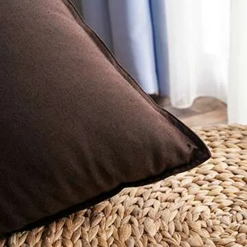 Jeanerlor Set of 2 Decorative Cotton Linen Chair Throw Pillow Case, Sofa Durable Classy, Comfortable Cushion Cover for Living Room Car 26"x26"(65 x 65cm), Brown