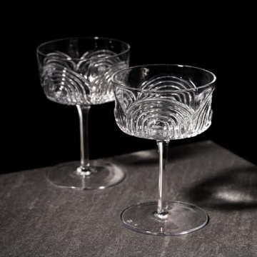 Viski Beau Cocktail Coupe Glasses - Unique Crystal Set