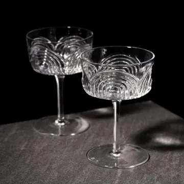 Viski Beau Cocktail Coupe Glasses - Unique Crystal Set