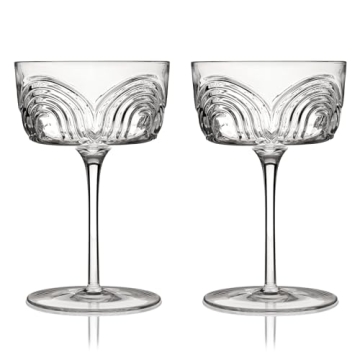 Viski Beau Cocktail Coupe Glasses - Unique Crystal Set