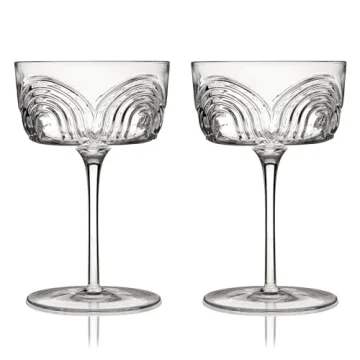 Viski Beau Cocktail Coupe Glasses - Unique Crystal Set