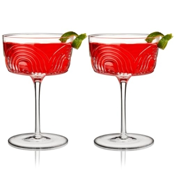 Viski Beau Cocktail Coupe Glasses - Unique Crystal Set