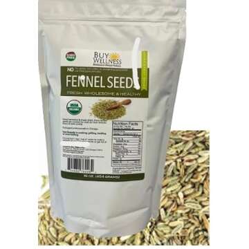 Buy Wellness Organic Fennel Seeds Whole Flavorful Sweet Quality Fennel seed Bulk Bag 1 lb