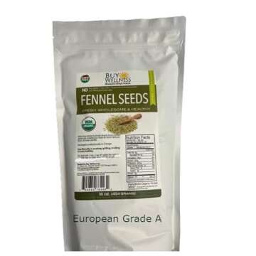 Buy Wellness Organic Fennel Seeds Whole Flavorful Sweet Quality Fennel seed Bulk Bag 1 lb