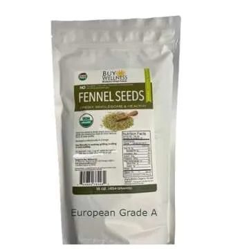Buy Wellness Organic Fennel Seeds Whole Flavorful Sweet Quality Fennel seed Bulk Bag 1 lb