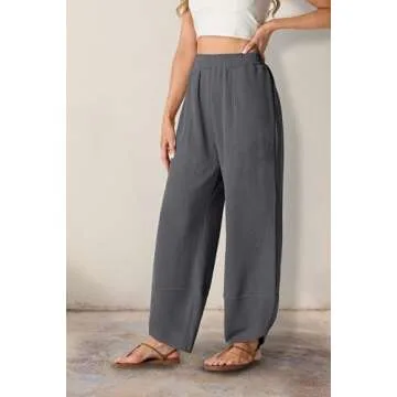 FREEOAK Womens Wide Leg Boho FP Doop Pants - Cozy Relaxed Fit for Fall Winter Travel Homewear