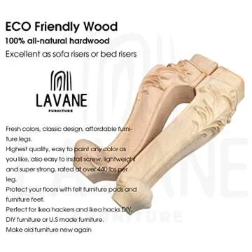 La Vane Wooden Furniture Legs - Set of 4 Stylish Feet