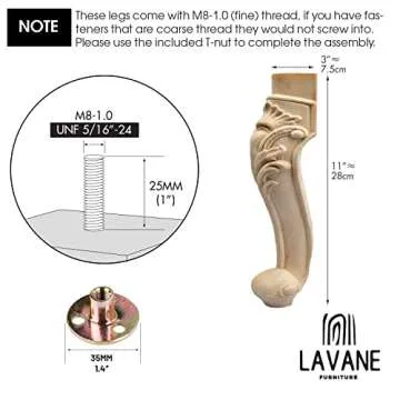 La Vane Wooden Furniture Legs - Set of 4 Stylish Feet