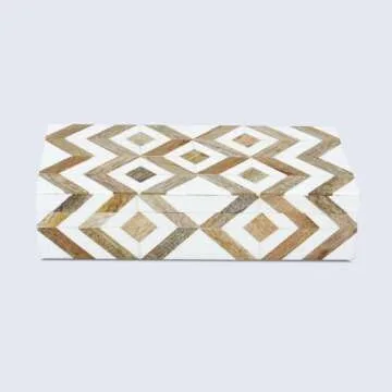 Handicrafts Home Handmade Marquet Array Collection Decorative Jewelry Box Organizer – Keepsakes, Trinkets, and Home Decor – Antique Coffee Table Storage, Memory Box, Farmhouse Style Decor, 10x4.5x2.5