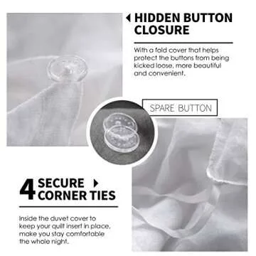 Simple&Opulence 100% Linen Duvet Cover Set 2pcs Basic Style Natural French Washed Flax Solid Color Soft Breathable Farmhouse Bedding with Button Closure - White, Twin