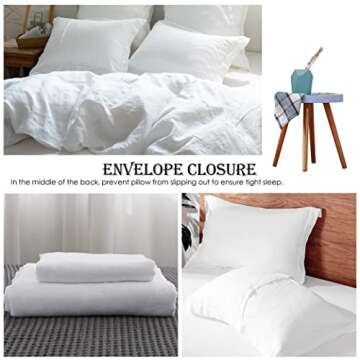 Simple&Opulence 100% Linen Duvet Cover Set 2pcs Basic Style Natural French Washed Flax Solid Color Soft Breathable Farmhouse Bedding with Button Closure - White, Twin