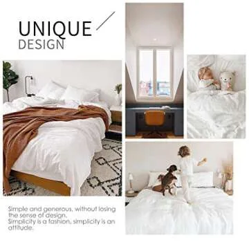 Simple&Opulence 100% Linen Duvet Cover Set 2pcs Basic Style Natural French Washed Flax Solid Color Soft Breathable Farmhouse Bedding with Button Closure - White, Twin