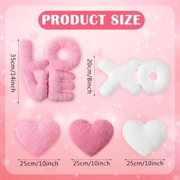 Beeveer 5 Pcs Valentine's Day Pillow Heart Shaped Red and Pink Soft Throw Pillow Plush Heart Cushion...