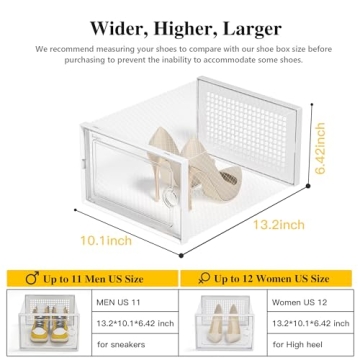 Buy Kuject X-Large Shoe Storage Boxes - 12 Pack, Stackable & Clear Design