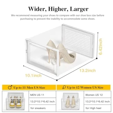 Buy Kuject X-Large Shoe Storage Boxes - 12 Pack, Stackable & Clear Design