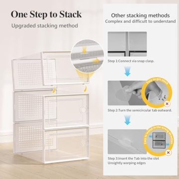 Buy Kuject X-Large Shoe Storage Boxes - 12 Pack, Stackable & Clear Design
