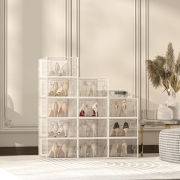 Buy Kuject X-Large Shoe Storage Boxes - 12 Pack, Stackable & Clear Design