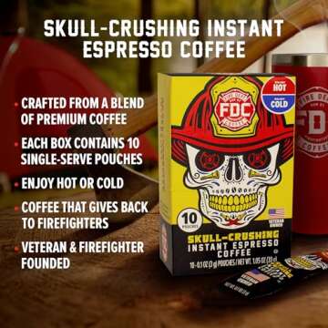 Fire Department Coffee - Skull Crushing Instant Espresso - Instant Coffee Packets Single Serve - Giv...