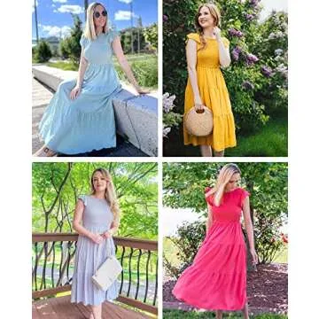 Stylish MEROKEETY Women’s Smocked Midi Dress for Summer