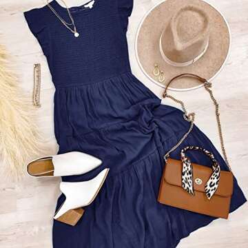 Stylish MEROKEETY Women’s Smocked Midi Dress for Summer