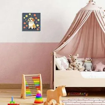 Dynippy DIY Oil Paint by Numbers for Beginner Framed Colourful Canvas Acrylic Oil Easy Painting Kit for Adults Childrens 8x8 inch - (Cute Dog)