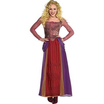 Party City Hocus Pocus Sarah Sanderson Halloween Costume for Women, Large/Extra Large, Dress with Fa...