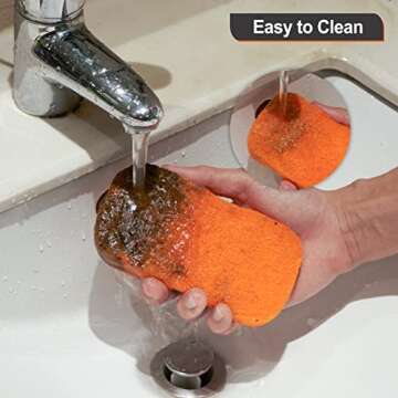 SHINESTAR 11-Piece Griddle Scouring Pad for Blackstone, Flat Top Grill Cleaner for Kitchen, Griddle Cleaning Kit with 10 Grill Scrubber Pads & 1 Handle, Efficient Cleaning & Not Easily Fall Off