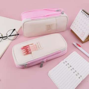 iSuperb Foldable Pencil Case Big Capacity Canvas Organizer