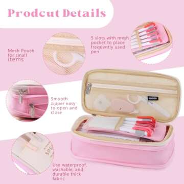 iSuperb Foldable Pencil Case Big Capacity Canvas Organizer