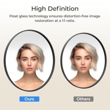 USHOWER 24-Inch Black Round Mirror for Modern Decor