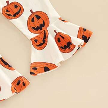 My First Halloween Baby Girl Outfit Pumpkin Onesie+Bell Bottoms+Headband Newborn 1st Halloween Clothes Costume (1st Halloween Orange,6-12 Months)
