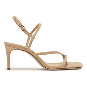 PiePieBuy Womens Square Toe Heeled Sandals Thong Criss Cross Ankle Strap Stiletto Heel Wedding Dress Party Shoes