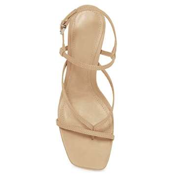 PiePieBuy Womens Square Toe Heeled Sandals Thong Criss Cross Ankle Strap Stiletto Heel Wedding Dress Party Shoes