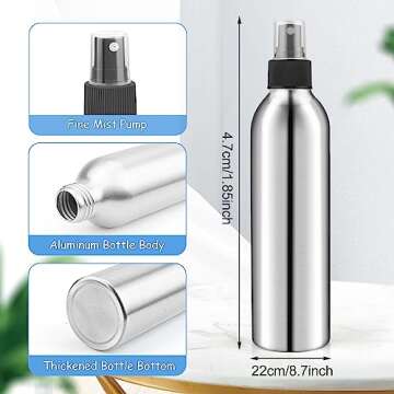 DMuuuDM 4-Pack 8oz Aluminum Fine Mist Spray Bottles - Durable & Eco-Friendly