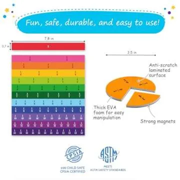 Simply Magic 166 PCS Magnetic Fraction Tiles & Fraction Circles - Math Manipulatives for Elementary School - Fraction Magnets & Resources - Fraction Strips & Bars