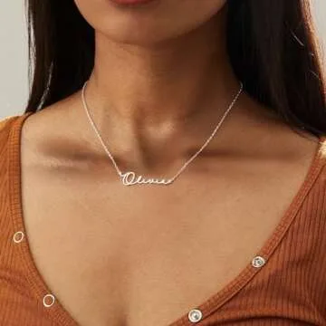 Yofair Custom Name Necklace Personalized 18K Gold Plated Nameplate Pendant Gift for Women