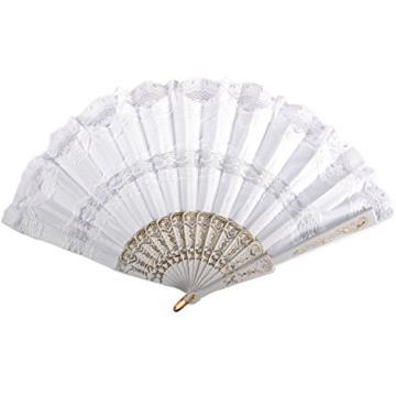 Stylish Metable Lace Folding Fan for Weddings and Events