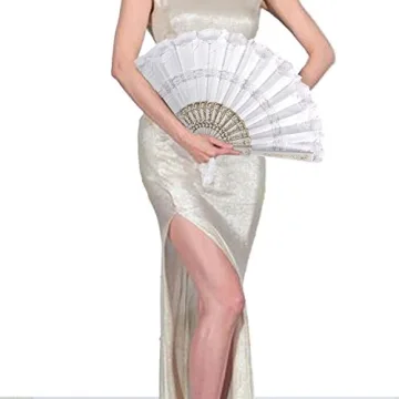 Stylish Metable Lace Folding Fan for Weddings and Events