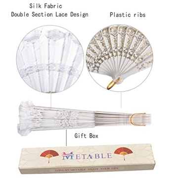 Stylish Metable Lace Folding Fan for Weddings and Events