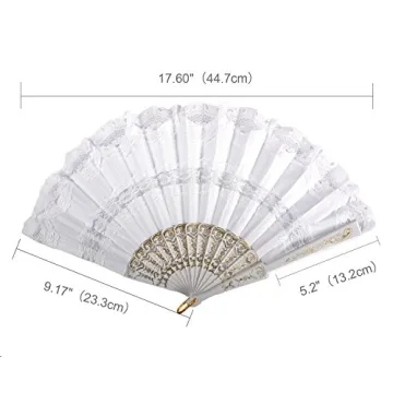 Stylish Metable Lace Folding Fan for Weddings and Events