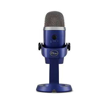 Blue Yeti Nano USB Microphone (Vivid Blue) Bundle with Boom Arm and Pop Filter for Broadcasting Reco...