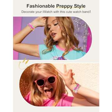 JR.DM Beaded Bracelet Compatible with Apple Watch 40mm 38mm 41mm 42mm for Women, Cute Fashion Preppy Stack Handmade Elastic Watch Strap Replacement for iWatch Series 10/9/8/7/SE/6/5/4/3/2/1 (Colorful)