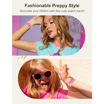 JR.DM Beaded Bracelet Compatible with Apple Watch 40mm 38mm 41mm 42mm for Women, Cute Fashion Preppy Stack Handmade Elastic Watch Strap Replacement for iWatch Series 10/9/8/7/SE/6/5/4/3/2/1 (Colorful)