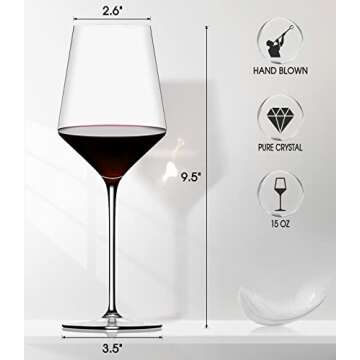 Premium Lead-Free Crystal Red Wine Glasses Set of 2